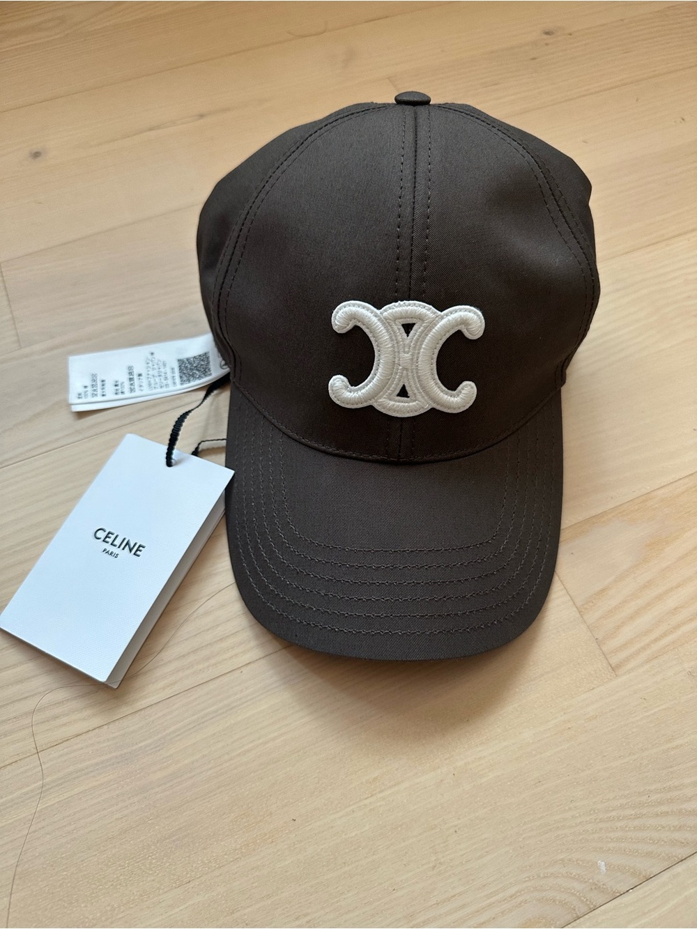 CELINE Triomphe Baseball Cap Dark Taupe Size L (2AUT6969P)
